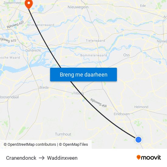 Cranendonck to Waddinxveen map