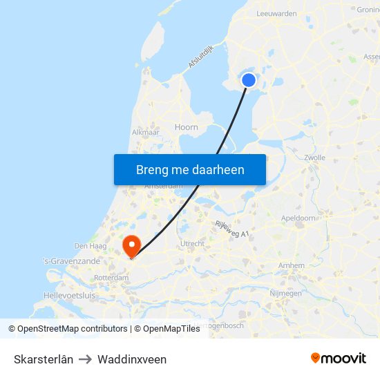 Skarsterlân to Waddinxveen map