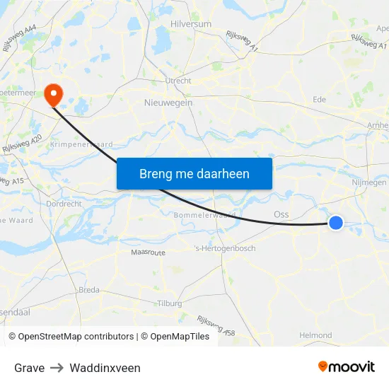 Grave to Waddinxveen map