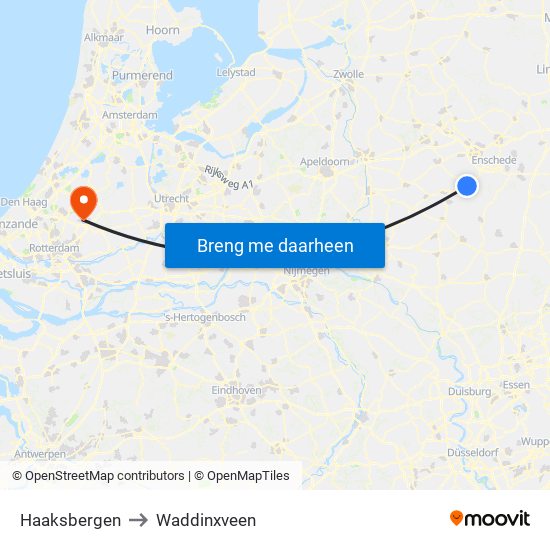 Haaksbergen to Waddinxveen map