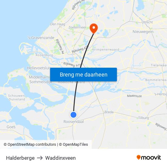 Halderberge to Waddinxveen map