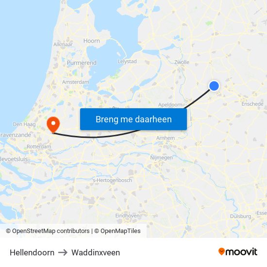 Hellendoorn to Waddinxveen map