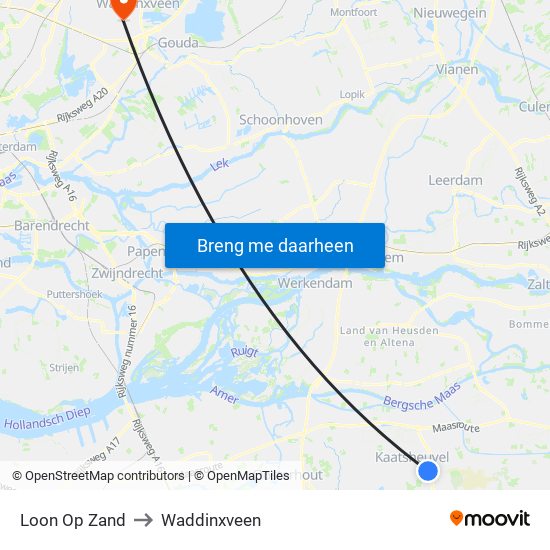 Loon Op Zand to Waddinxveen map