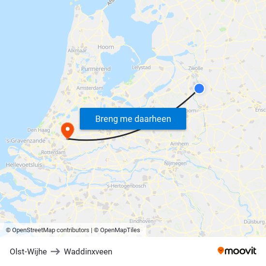 Olst-Wijhe to Waddinxveen map