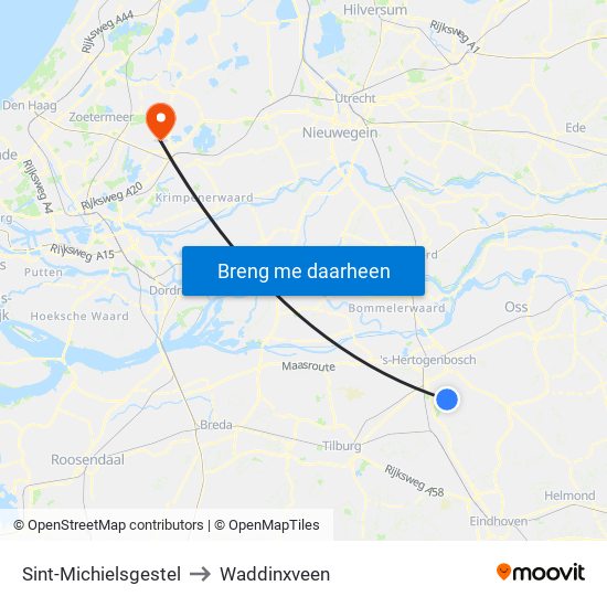 Sint-Michielsgestel to Waddinxveen map