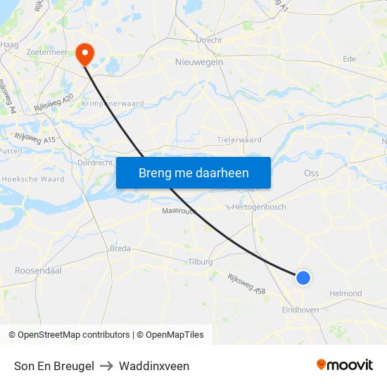 Son En Breugel to Waddinxveen map