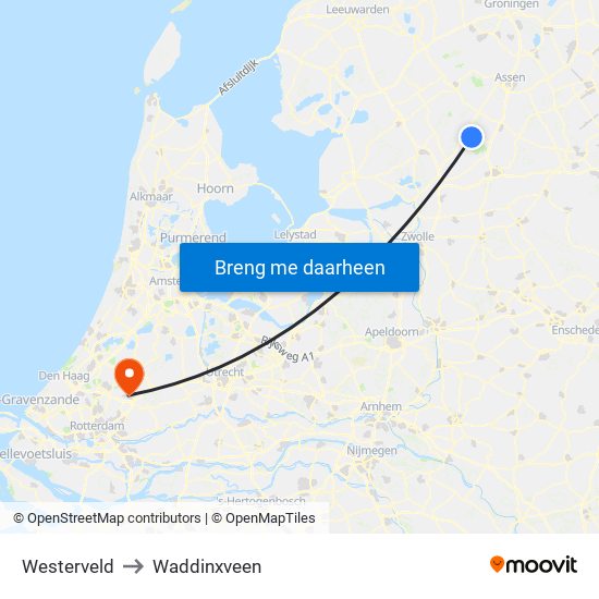 Westerveld to Waddinxveen map