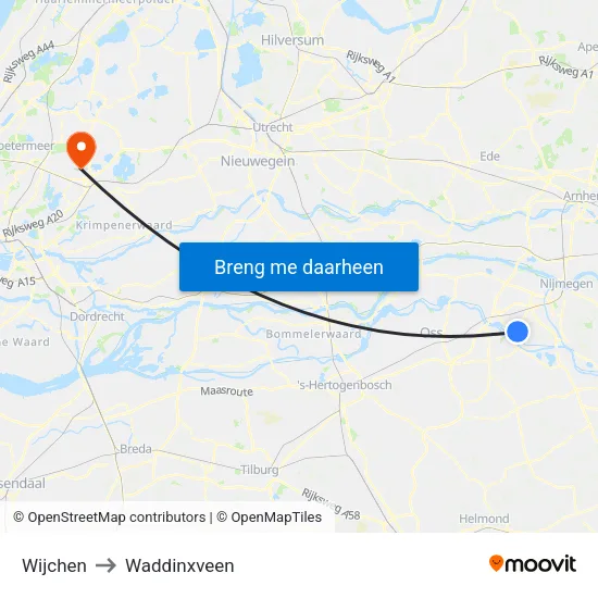 Wijchen to Waddinxveen map