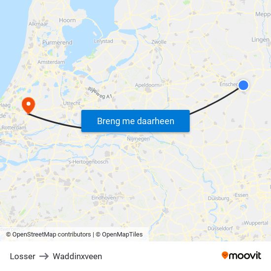 Losser to Waddinxveen map