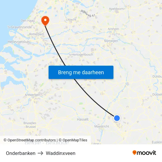 Onderbanken to Waddinxveen map