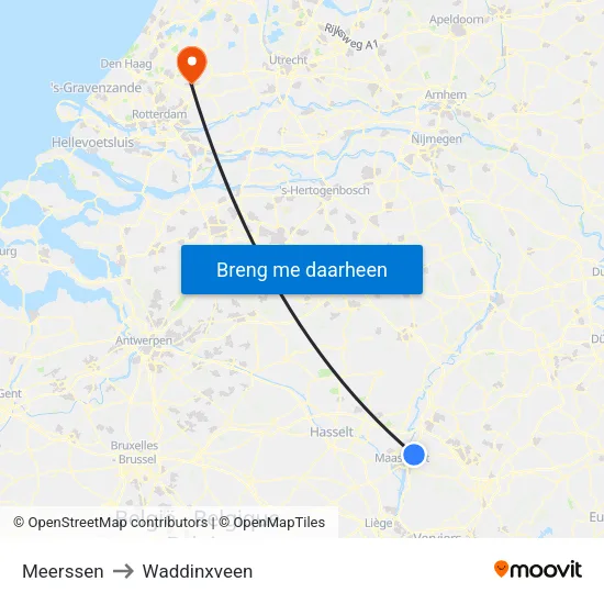 Meerssen to Waddinxveen map