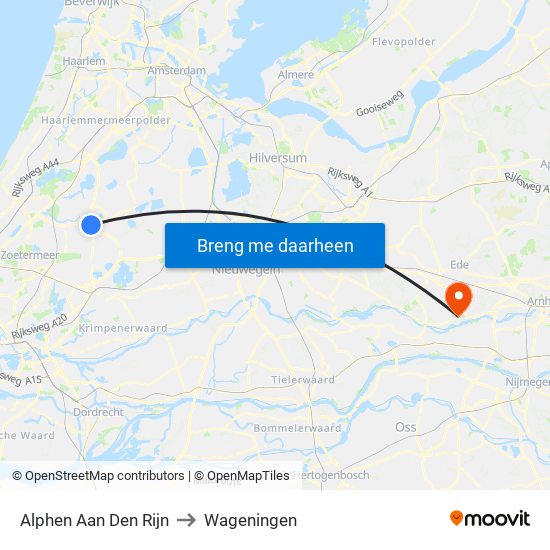 Alphen Aan Den Rijn to Wageningen map