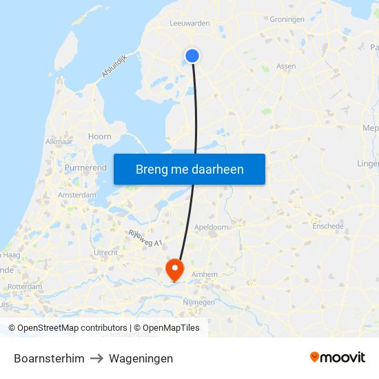 Boarnsterhim to Wageningen map