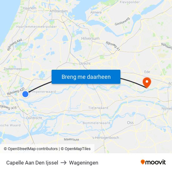 Capelle Aan Den Ijssel to Wageningen map