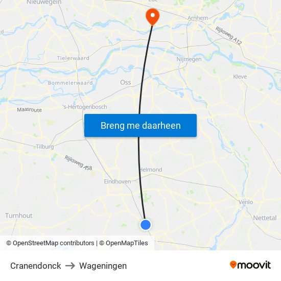 Cranendonck to Wageningen map