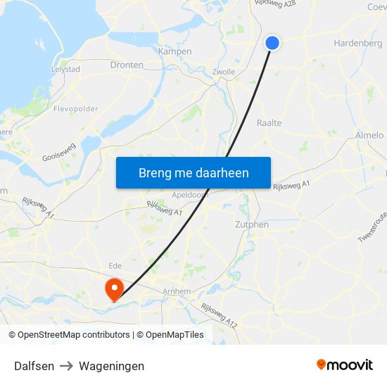 Dalfsen to Wageningen map