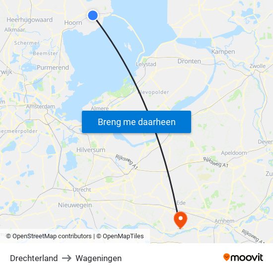 Drechterland to Wageningen map