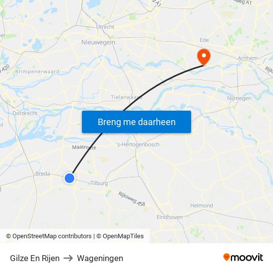 Gilze En Rijen to Wageningen map