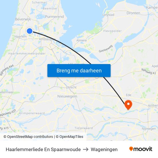 Haarlemmerliede En Spaarnwoude to Wageningen map