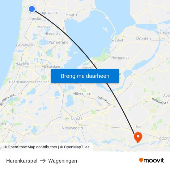 Harenkarspel to Wageningen map