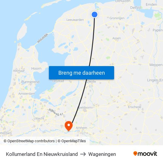 Kollumerland En Nieuwkruisland to Wageningen map