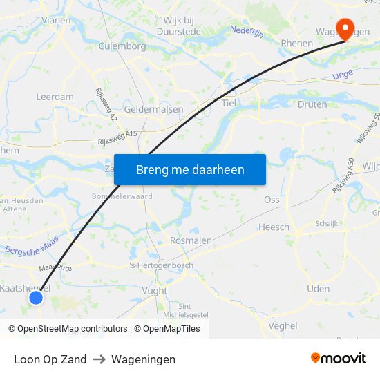 Loon Op Zand to Wageningen map