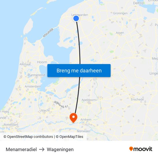 Menameradiel to Wageningen map