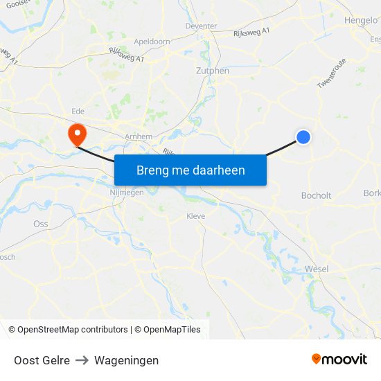 Oost Gelre to Wageningen map
