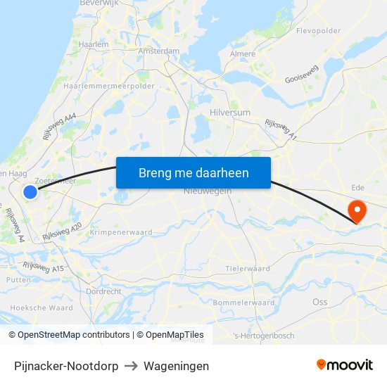 Pijnacker-Nootdorp to Wageningen map