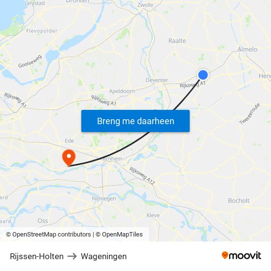 Rijssen-Holten to Wageningen map