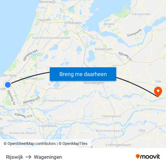 Rijswijk to Wageningen map