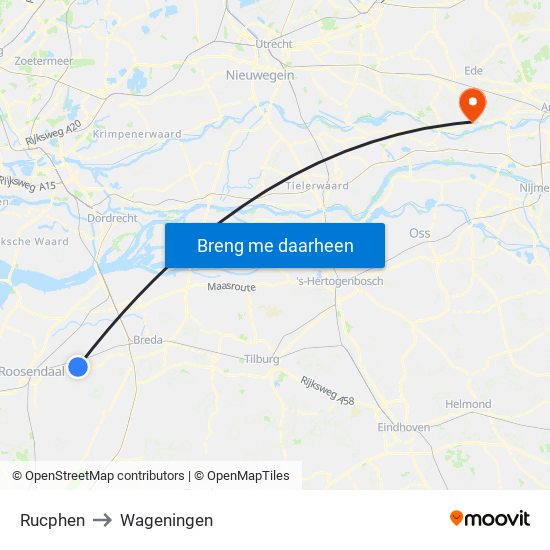 Rucphen to Wageningen map