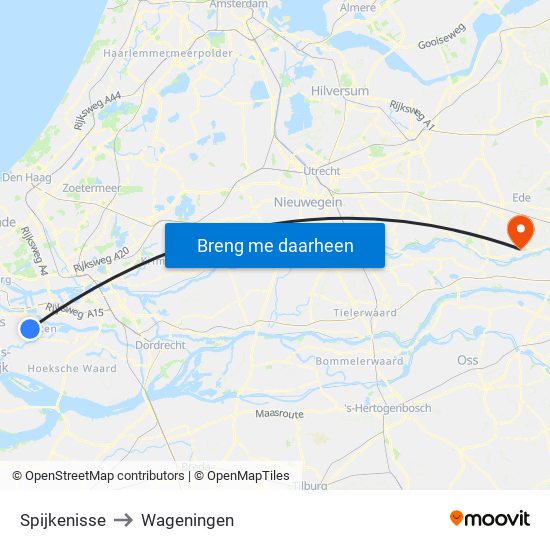 Spijkenisse to Wageningen map