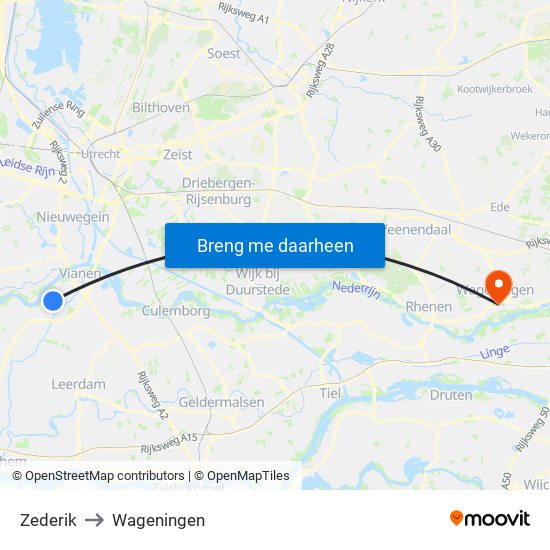 Zederik to Wageningen map