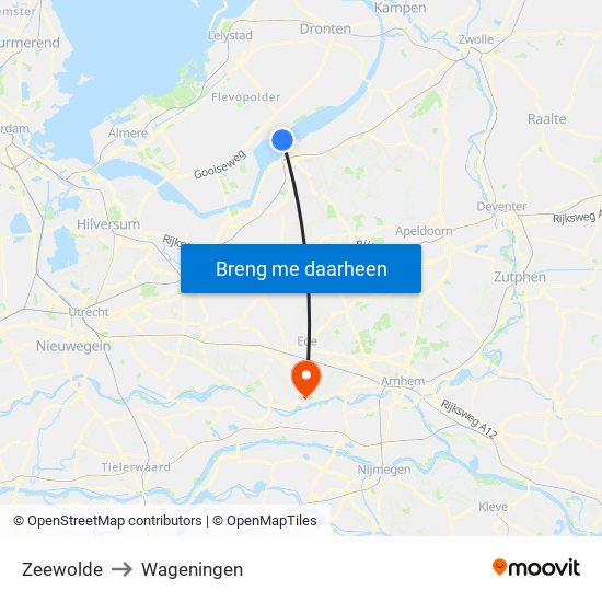 Zeewolde to Wageningen map