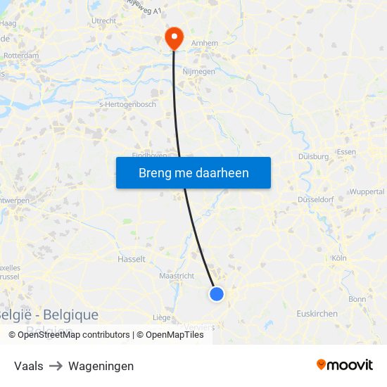 Vaals to Wageningen map