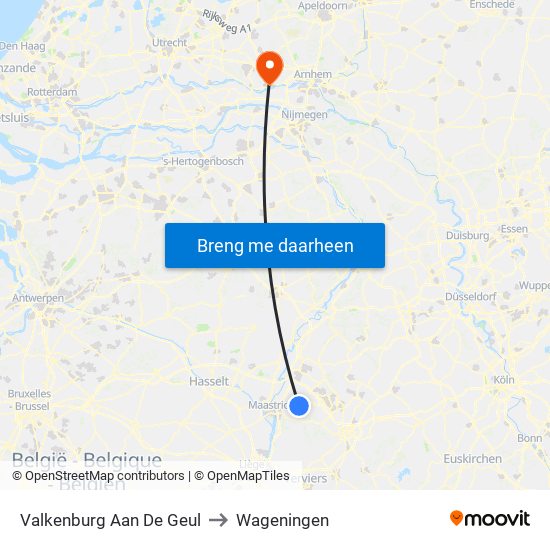 Valkenburg Aan De Geul to Wageningen map