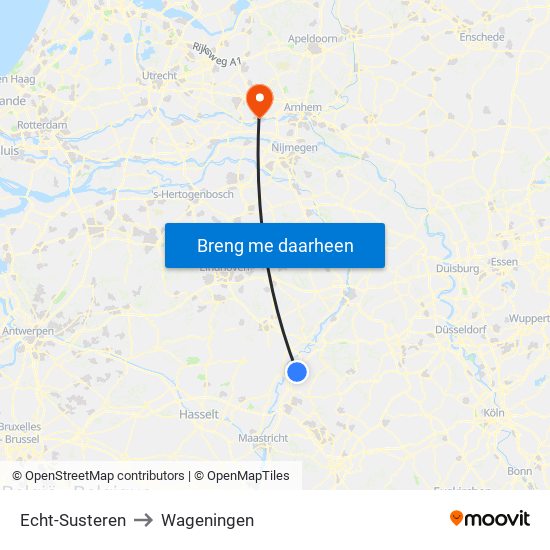 Echt-Susteren to Wageningen map