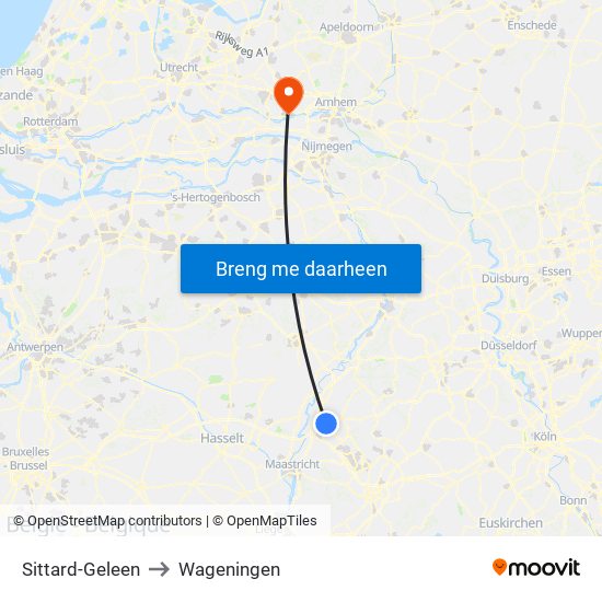 Sittard-Geleen to Wageningen map