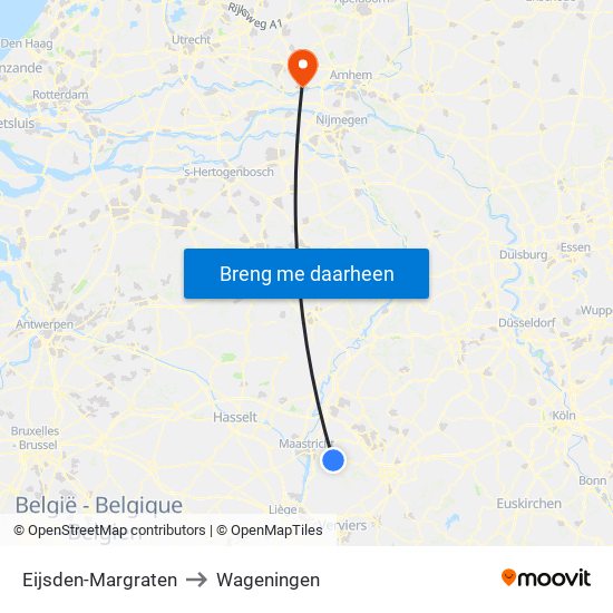 Eijsden-Margraten to Wageningen map