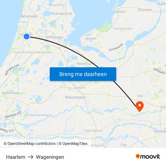 Haarlem to Wageningen map