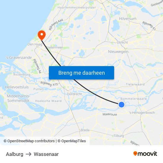 Aalburg to Wassenaar map
