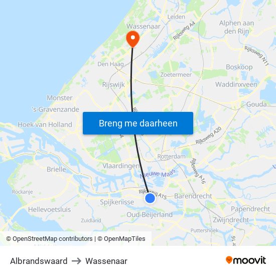 Albrandswaard to Wassenaar map