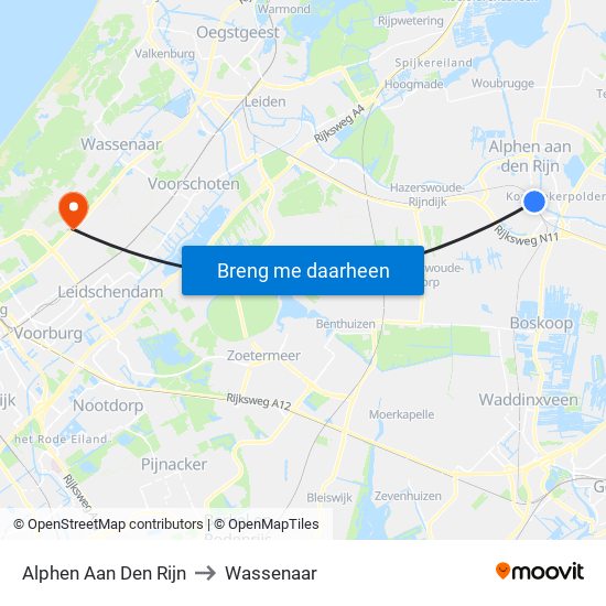 Alphen Aan Den Rijn to Wassenaar map