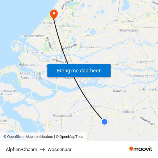 Alphen-Chaam to Wassenaar map
