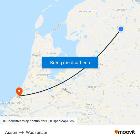 Assen to Wassenaar map