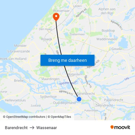 Barendrecht to Wassenaar map