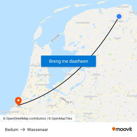 Bedum to Wassenaar map