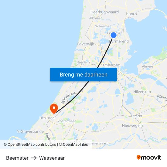 Beemster to Wassenaar map