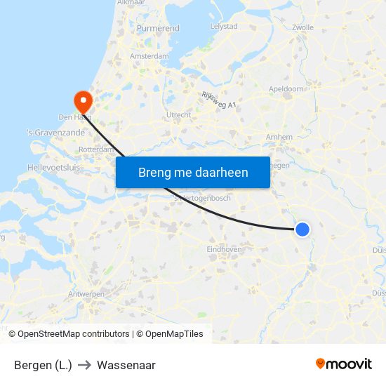Bergen (L.) to Wassenaar map